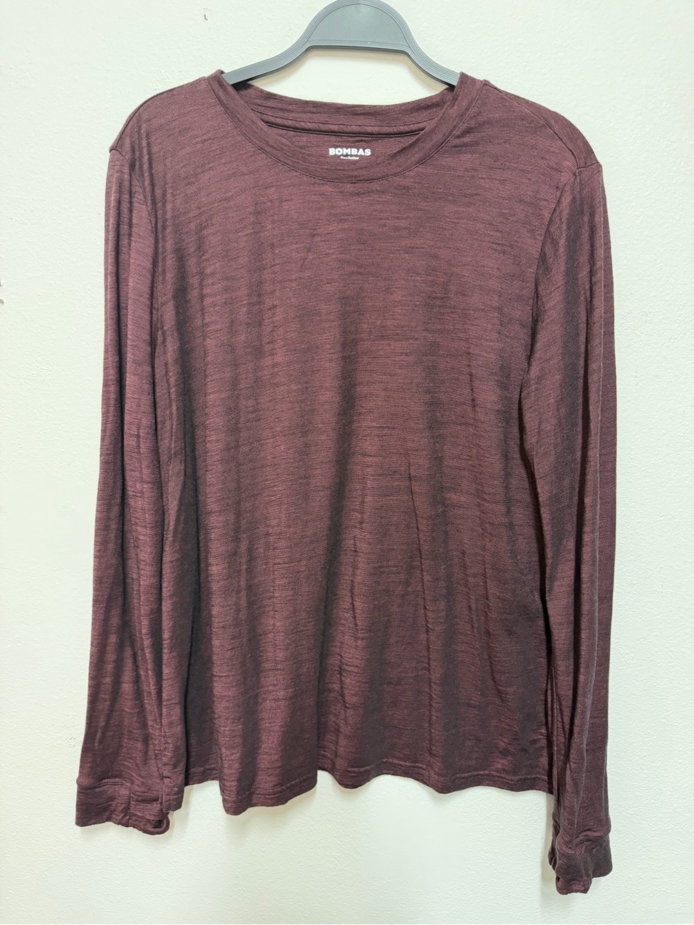 Bombas Men's Long-Sleeve Crew in Deep Burgundy